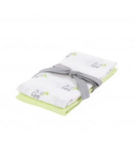 Kiki & Sebby Bamboo Cotton Muslin Swaddle Blankets 2Pk (Green)