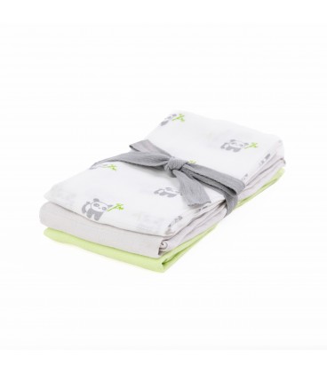 Kiki & Sebby 100% Cotton Muslin Swaddle Blankets – 3 pack (Green)