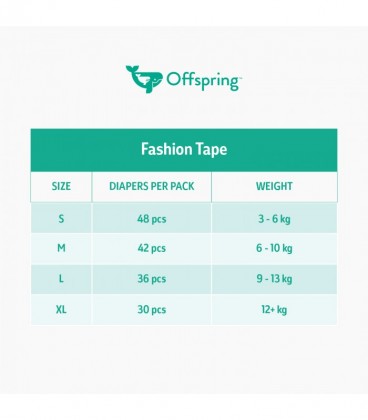 Offspring Fashion Tape Diapers ( S ) 48 Pcs