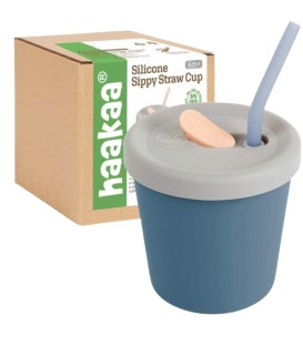 Haakaa Silicone Sippy Straw Cup (150ml) Bluestone