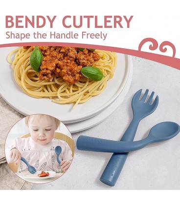 Haakaa Silicone Bendy Cutlery Set - Bluestone