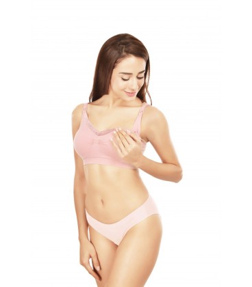 Lunavie Seamless Nursing Bra X 3 (Baby Pink) (Medium)