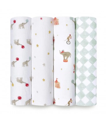 Aden + Anais Muslin Swaddle 4pk - Elephant Circus