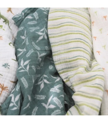 Aden + Anais Muslin Swaddle 4pk - Dino Jungle