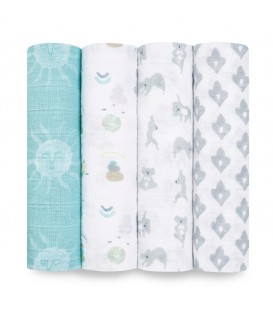 Aden + Anais Muslin Swaddle 4pk - Now + Zen