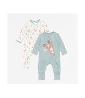 Not Too Big Bamboo Sleepsuits (2 Pack) Woodland (0-3M)