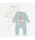 Not Too Big Bamboo Sleepsuits (2 Pack) Woodland (0-3M)