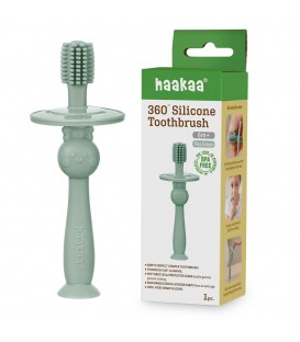 Haakaa 360 Silicone Baby Toothbrush (Pea Green)