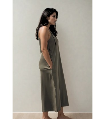 Hannah Reversible Midi Dress (Olive)