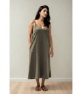 Olive Basics Hannah Reversible Midi Dress (Olive)