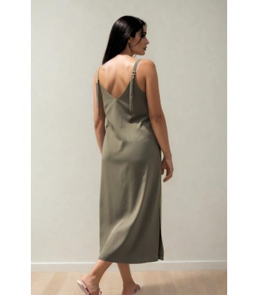 Hannah Reversible Midi Dress (Olive)