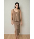 Olive Basics Sarah Reversible Button Tank (Sand)