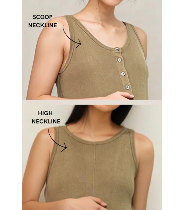 Olive Basics Sarah Reversible Button Tank (Sand)