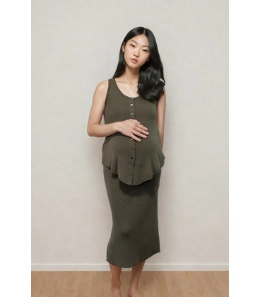 Olive Basics Sarah Reversible Button Tank (Olive)