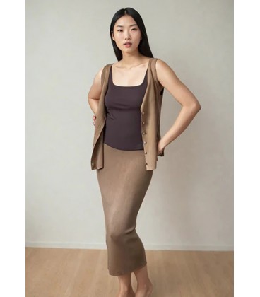 Olive Basics Sarah Reversible Button Tank (Olive)