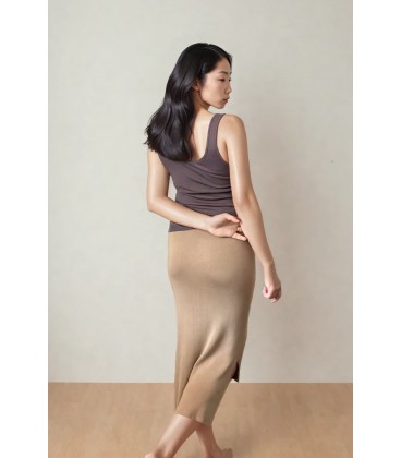 Olive Basics Leah Super Stretch Slit Skirt (Sand)