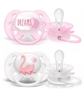 Philips Avent Ultra Soft Soother 0-6 (Twin Pack) - Pink