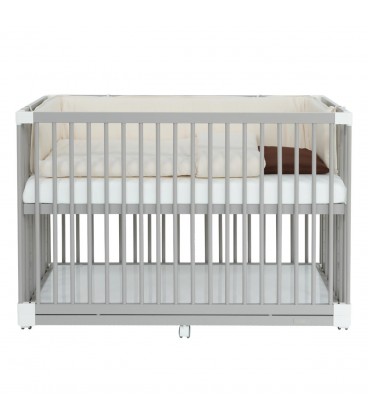 Beblum Starling Convertible Baby Cot Bundle (Safari Bedding Set) - Owl Grey