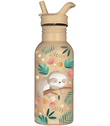 Sassi Stainless Steel Bottle - Gnawy the Sloth (500ml)