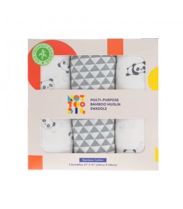 Not Too Big Panda Bamboo Swaddles - 3 Pack