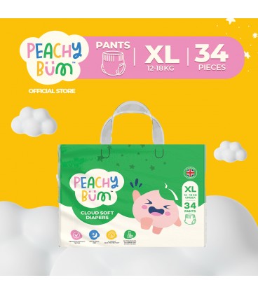 Peachy Bum Cloud Soft Diaper Pants (Size XL) 34 pcs