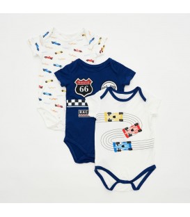 Not Too Big Tiny Racer Short Sleeve Bodysuits - 3 Pack (0-3M)
