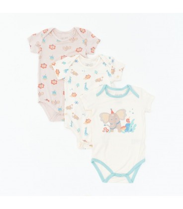 Not Too Big Safari Party Short Sleeve Bodysuit - 3 Pack