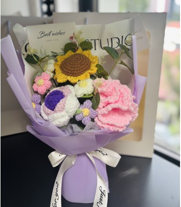Crotchet Flower Bouquet- Purple