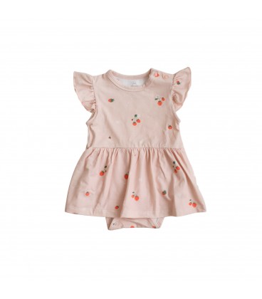 Mellow Cloud Soft Ellie Ruffle Baby Romper - Strawberry (0 Months)