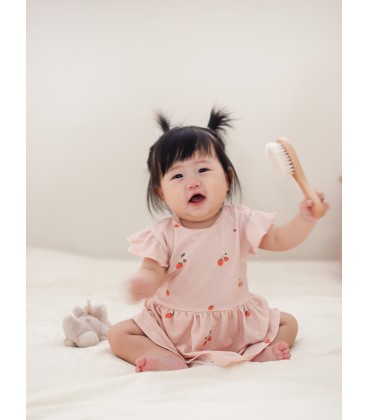 Mellow Cloud Soft Ellie Ruffle Baby Romper - Strawberry (0 Months)