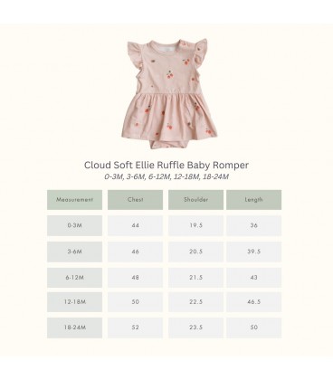 Mellow Cloud Soft Ellie Ruffle Baby Romper - Strawberry (0 Months)