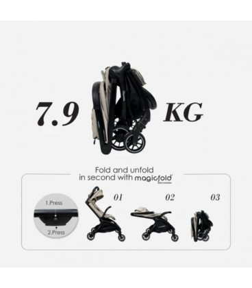 Hamilton Traveller Stroller (Black Frame) - Cream