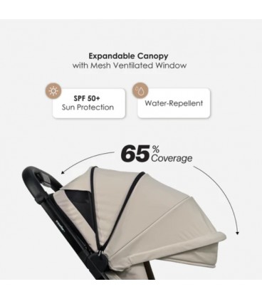 Hamilton Traveller Stroller (Black Frame) - Cream