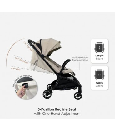 Hamilton Traveller Stroller (Black Frame) - Cream
