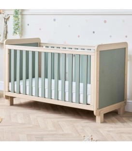 Tutti Bambini Kuba Cotbed With Tutti Bambini Foam Mattress - Pickled Oak-Sage Weave