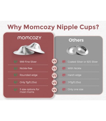 Momcozy Original 999 Silver Nipple Shields, 2pcs - 45mm