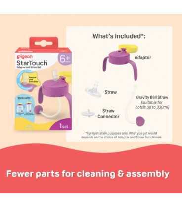Pigeon StarTouch™ Adaptor & Straw Set (Assorted Colours)
