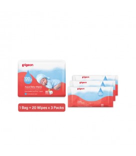Pigeon Aqua Baby Wipes (20 Wipes) 3in1 Refill