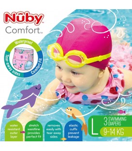 Nuby Printed Swimming Nappies Large 3pk - Girl