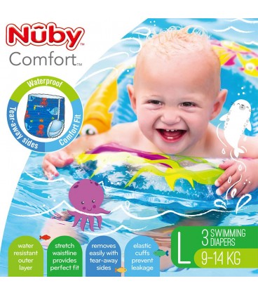 Nuby Printed Swimming Nappies Large 3pk - Boy