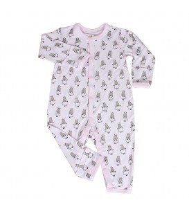 Baa Baa Sheepz Pink Bamboo Romper Small Sheepz (Built-in Mittens and Booties) (0-6m)