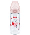 NUK Premium Choice Temperature Control 300ml PP Bottle, 0-6 mths (Pink)