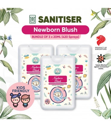 BB Kitty Kids Friendly Card Sanitizer Spray Alcohol Free Newborn Blush - 20ml [Bundle of 3]