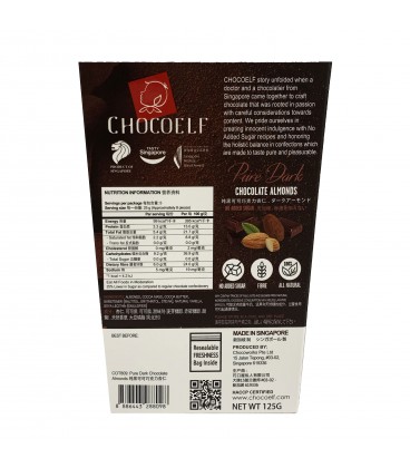 CHOCOELF Sugar Free Dark Chocolate Almonds 125g