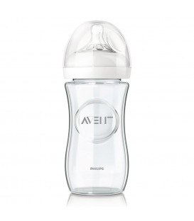 Philips Avent - Natural glass baby bottle, 240ML, 1m+