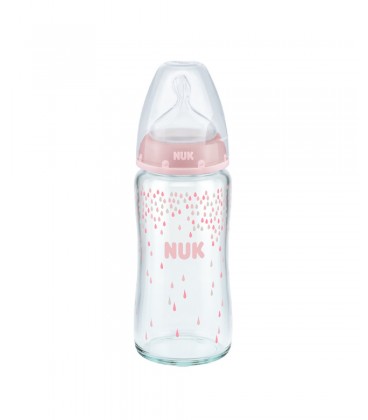 NUK - Wide Neck Glass Bottles with Silicone Teats, 240ml