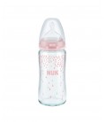 NUK Wide Neck Glass Bottles with Silicone Teats 0-6 mths, (240ml)