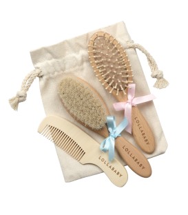 Lollababy Natural Hairbrush and Comb Set
