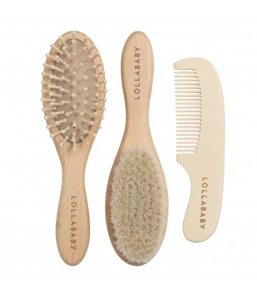 Lollababy Natural Hairbrush and Comb Set