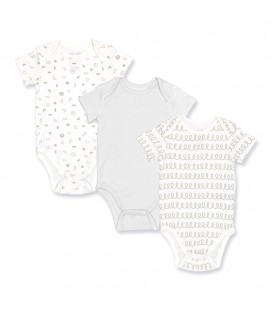 Not Too Big Grey Bamboo Short Sleeve Bodysuits 3 Pack (0-3M)